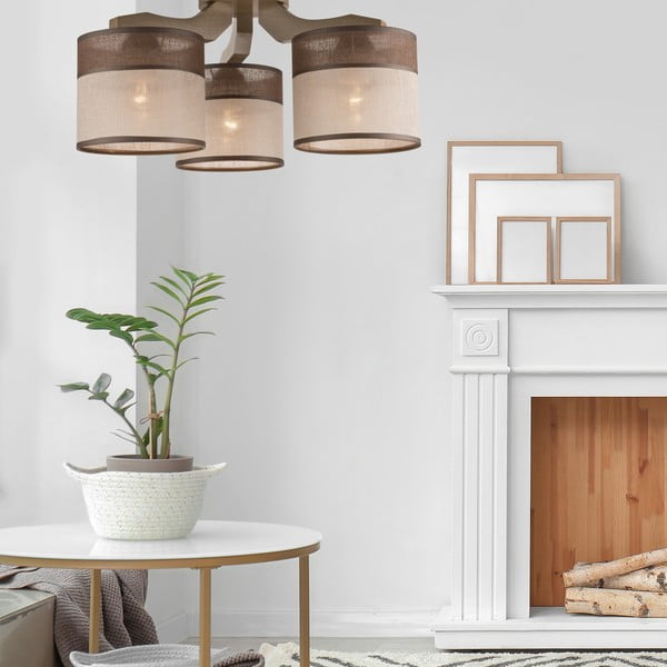 Temno rjava stropna svetilka s tekstilnim senčnikom ø 16 cm Andrea – LAMKUR-image-2