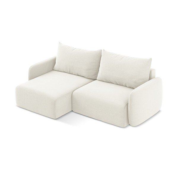 Kremno bela žametna raztegljiva/s prostorom za shranjevanje kotna sedežna garnitura (levi kot/z ležalnikom) Kalena – Makamii-image-3