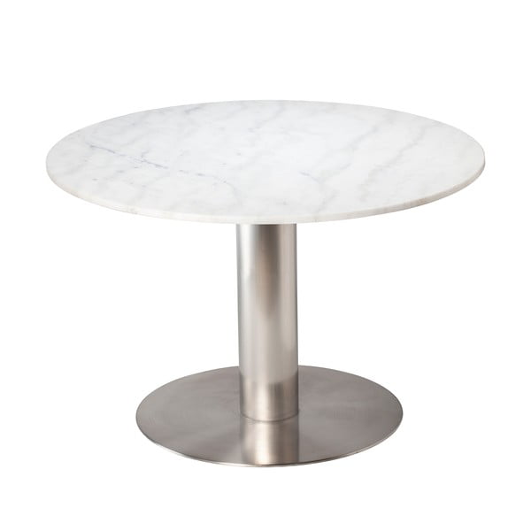 Jedilna miza iz belega marmorja s srebrnim podstavkom RGE Pepo, ⌀ 105 cm