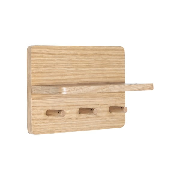 Stenski obešalnik v hrastovem dekorju s polico Space – Hübsch