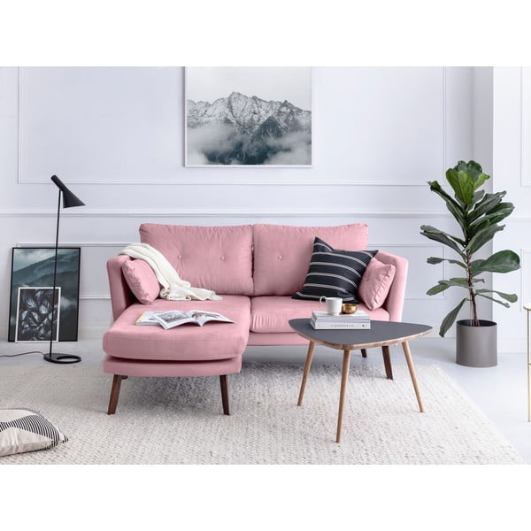Svetlo roza trisedežni kavč Mazzini Sofas Elena, z ležalnikom v levem kotu-image-1