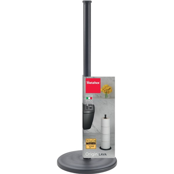 Mat črno jekleno stojalo za WC papir Lava – Metaltex-image-3