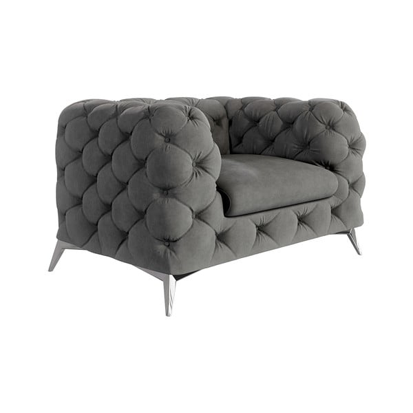 Siv žameten fotelj Chelsea – Ropez