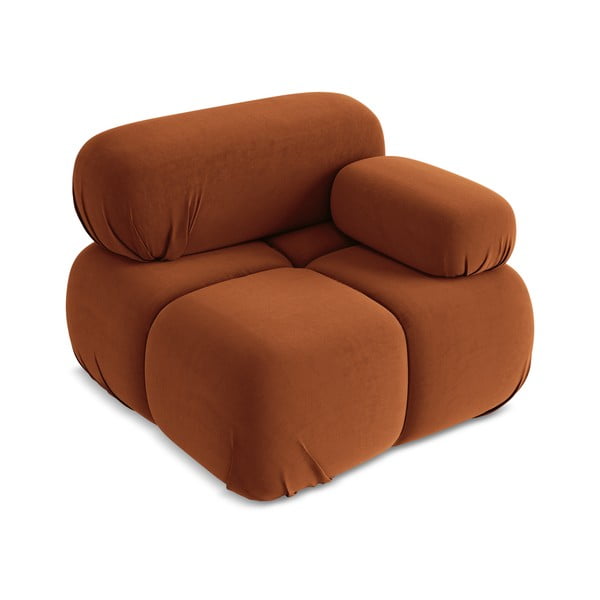 Oranžen žameten modul za sedežno garnituro (desni kot) Lokua – Makamii-image-2