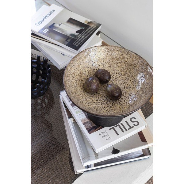 Črno-bež skleda iz kamenine ø 31,5 cm By Hand  – Mette Ditmer Denmark-image-1