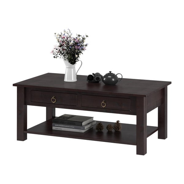 Temno rjava klubska mizica iz borovega lesa Støraa Inda-image-1