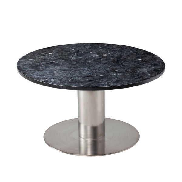 Kavna mizica iz črnega granita s srebrnim podstavkom RGE Pepo, ⌀ 85 cm