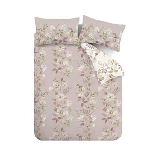 Rožnata bombažna podaljšana posteljnina za zakonsko posteljo 230x220 cm Francesca Floral – Bianca