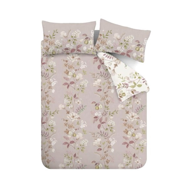 Rožnata enojna bombažna posteljnina 135x200 cm Francesca Floral – Bianca