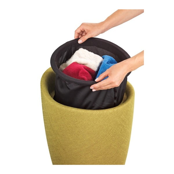 Zelena košara za perilo in stolček v enem Wenko Linen Look, 20 l-image-3