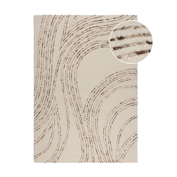 Kremno belo-rjavo volnena preproga 80x150 cm Abstract Swirl – Flair Rugs