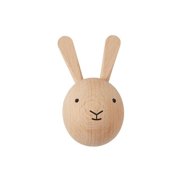 Stenski obešalnik iz masivne bukve v naravni barvi Rabbit – OYOY Mini
