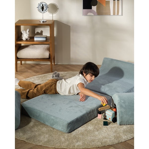 Mentolno zelen otroški fotelj iz rebrastega žameta Flipster – Wigiwama-image-4