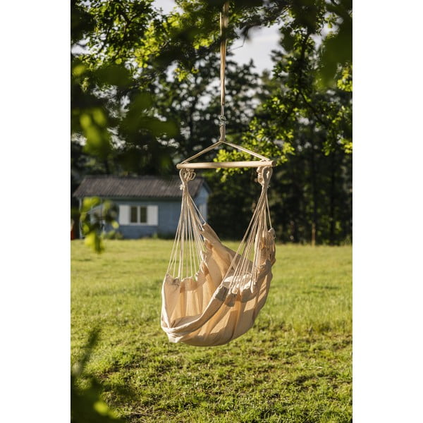 Kremno bel oblazinjen viseči vrtni fotelj Tobago – Garden Pleasure-image-1