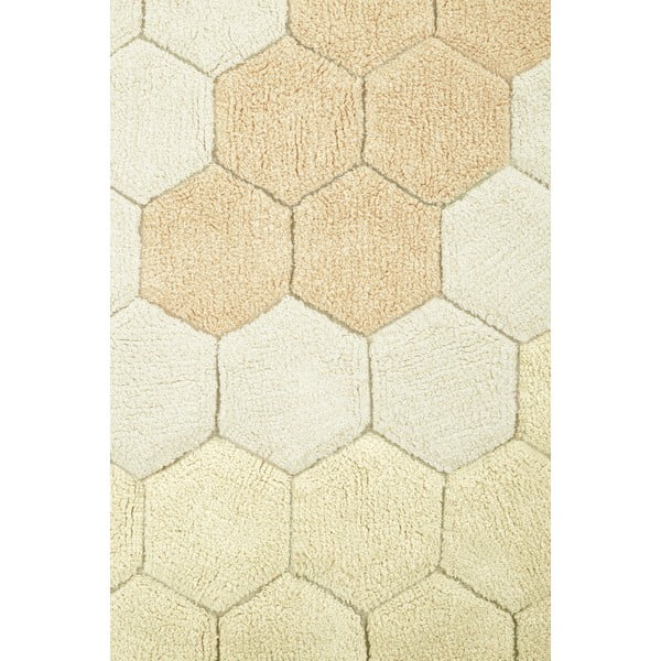 Oker rumena pralna ročno tkana bombažna okrogla preproga ø 140 cm Honeycomb Golden – Lorena Canals-image-4