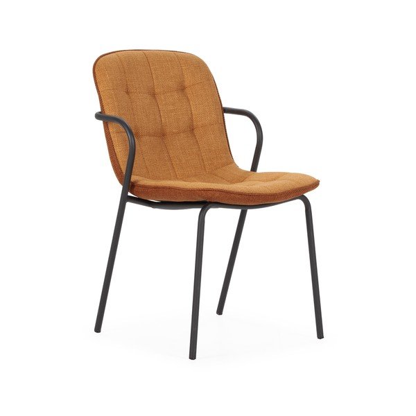 Oblazinjen jedilni stol z nasloni za roke v barvi terakote Angie – Marckeric