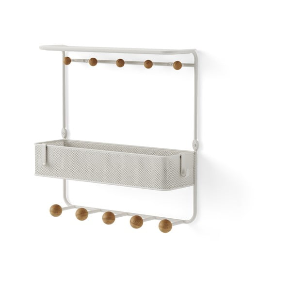 Beli kovinski stenski obešalnik s polico Estique - Umbra-image-3