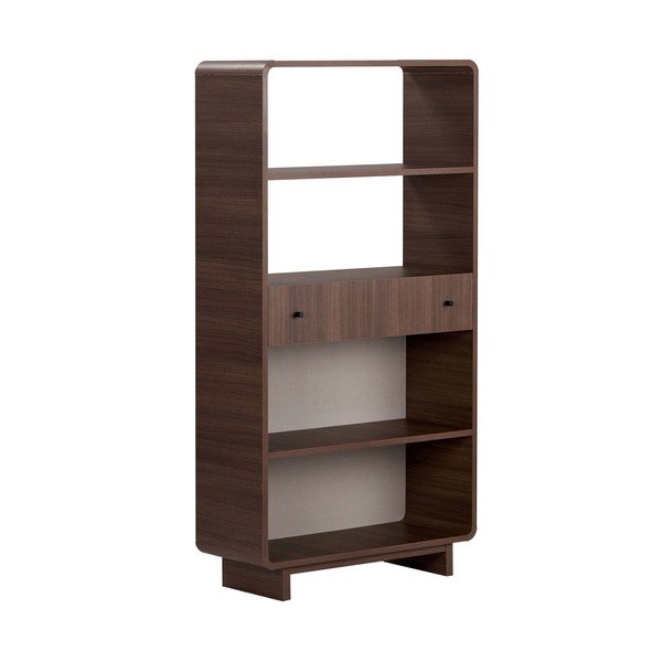Regal v orehovem dekorju v temni naravni barvi 78x153x34 cm Senza – Nordure