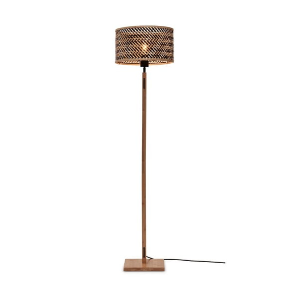 Črna/naravna stoječa svetilka z bambusovim senčnikom (višina 128 cm) Java – Good&Mojo