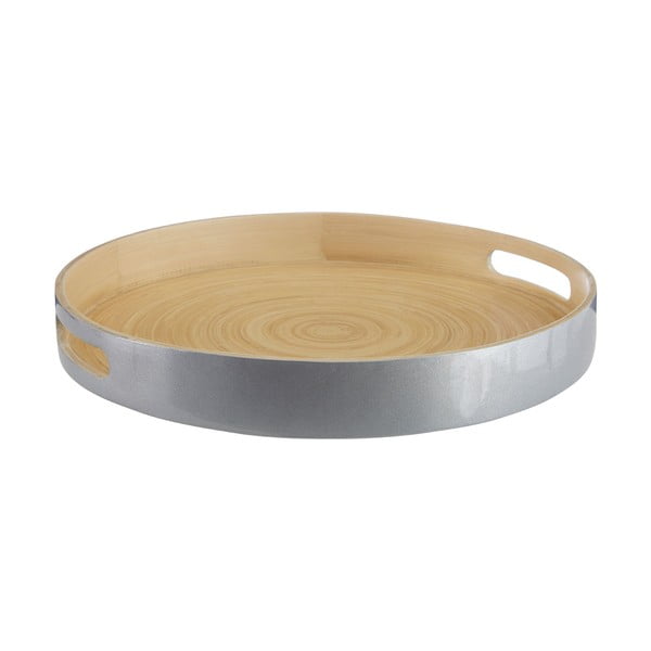 Bambusov pladenj za serviranje v srebrni barvi Premier Housewares , ⌀ 35 cm