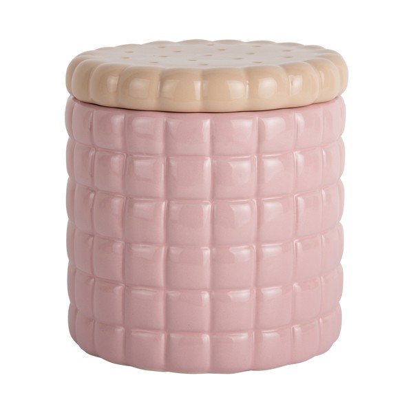 Svetlo rožnata dekorativna keramična škatla za shranjevanje ø 14x15 cm Biscuit Box – PT LIVING