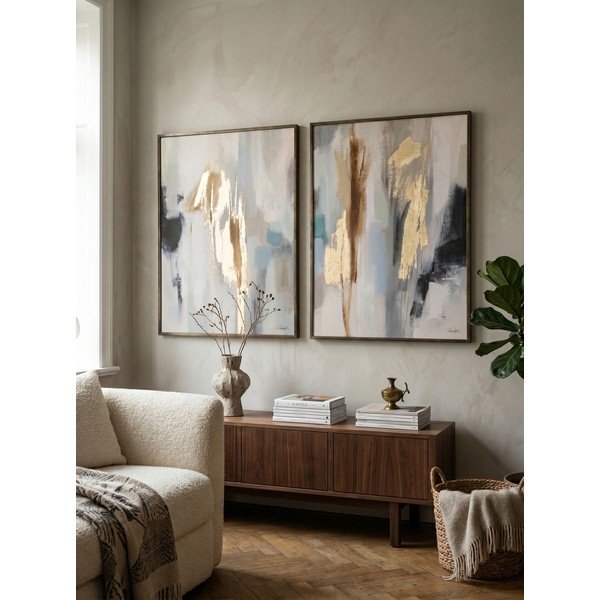 Tiskane/z ročno naslikanimi elementi slike v kompletu 2 ks z okvirjem/na platnu 60x80 cm Gallery – Bizzotto-image-1