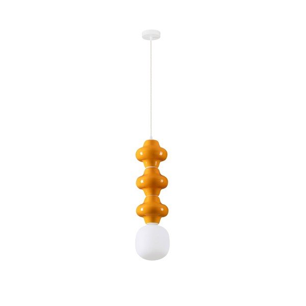 Bela/oranžna keramična viseča svetilka s steklenim senčilom ø 18 cm Clio – Nova Luce