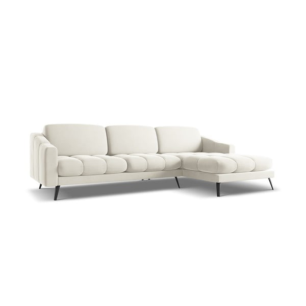 Kremno bela žametna kotna sedežna garnitura (desni kot) Nalu – Makamii-image-4