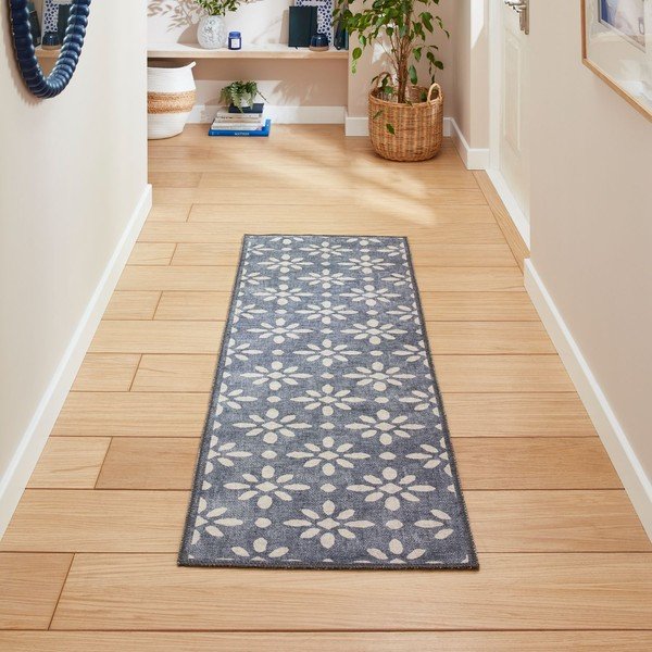 Temno moder pralen tekač 76x230 cm Coral Blue – Think Rugs-image-1