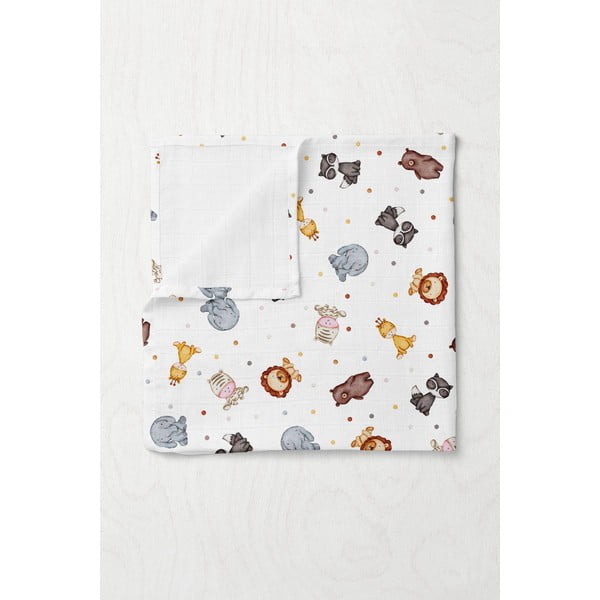 Bela otroška odeja iz muslina 75x100 cm Zoo – Mijolnir-image-1