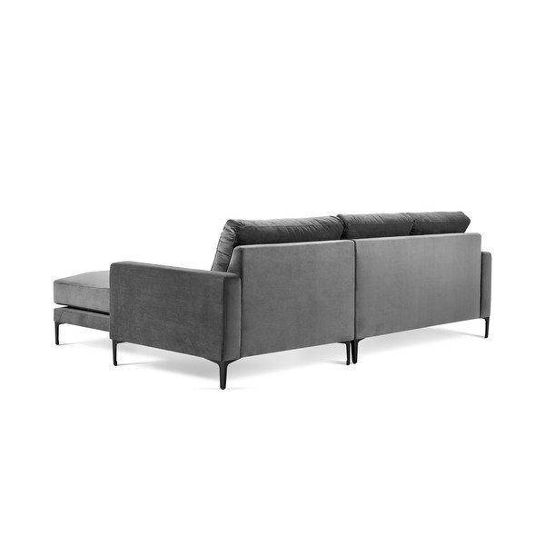 Siva žametna kotna sedežna garnitura Kooko Home Harmony, desni kot-image-3