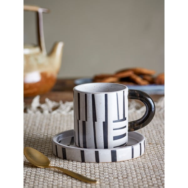 Črno-bela lončena skodelica 300 ml Frankie – Bloomingville-image-1