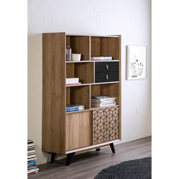 Knjižni regal v dekorju hrastovega lesa Marckeric Ceilan-image-1
