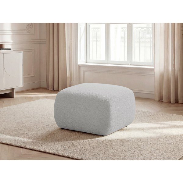 Svetlo siv tabure iz tkanine bouclé Montaigne – Bobochic Paris-image-1