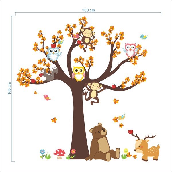 Stenska nalepka  Ambiance Tree with Animals-image-2