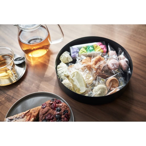 Črna kovinska škatla za shranjevanje s pokrovom ø 22x6 cm Rin – YAMAZAKI-image-4