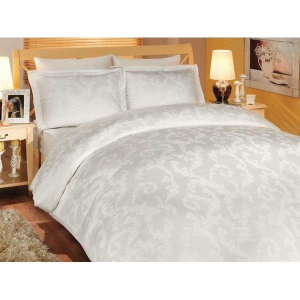 Vključeno posteljno perilo Diamond Cicek Cream, 200x220 cm z rjuho