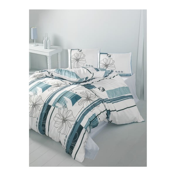 Siva posteljnina z rjuho Elif, 200 x 220 cm