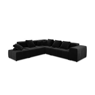 Črni žametni kotni kavč (obojestranski) Rome Velvet - Cosmopolitan Design 