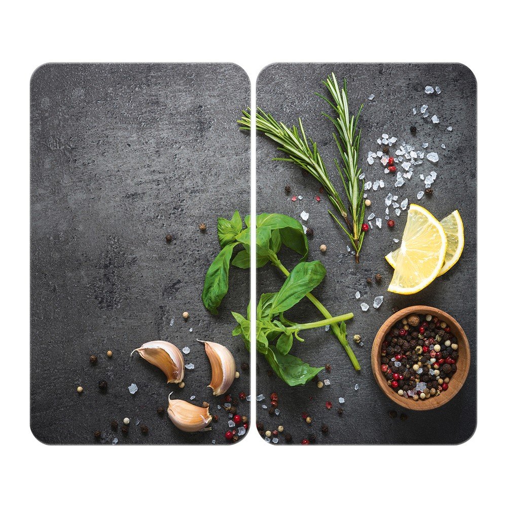 Komplet 2 sivih steklenih pokrovov za štedilnik Wenko Universal Herbs