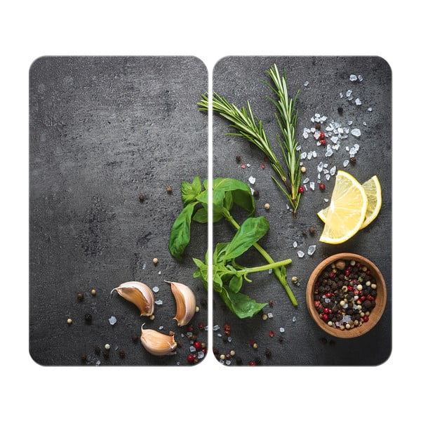 Komplet 2 sivih steklenih pokrovov za štedilnik Wenko Universal Herbs