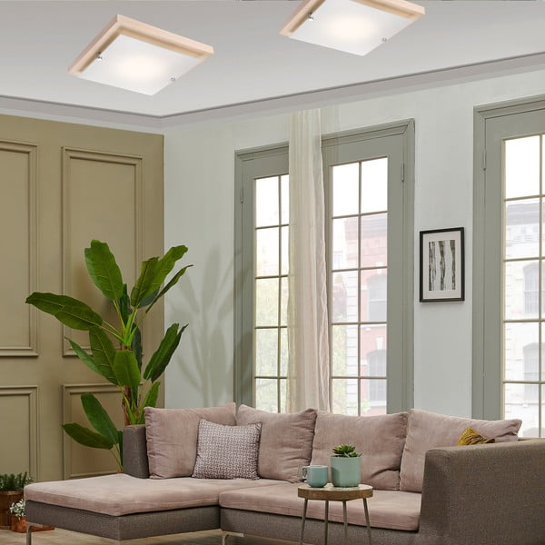 Rjava/naravna stropna svetilka 30x30 cm Pedro – LAMKUR-image-3