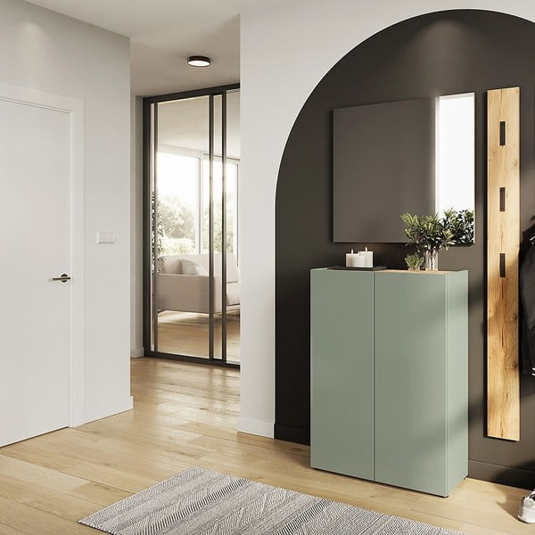 Svetlo zelen set za hodnik v hrastovem dekorju 104x200x33 cm Alviano – Germania-image-1