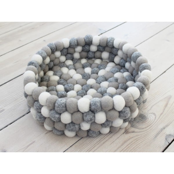 Svetlo sivo-bela košara za shranjevanje iz volnenih kroglic Wooldot Ball Basket, ⌀ 28 cm