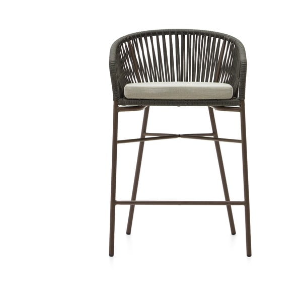 Zelen kovinski/oblazinjen vrtni barski stol Yanet – Kave Home-image-2