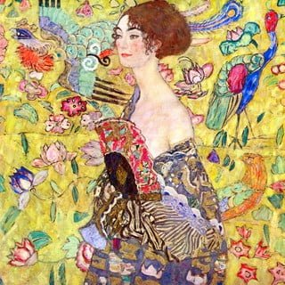 Reprodukcija slike Gustav Klimt - Lady With Fan, 60 x 60 cm