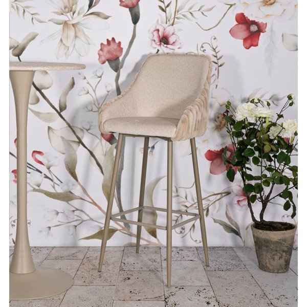 Kremno beli oblazinjeni barski stoli v kompletu z nasloni za roke 2 ks (višina sedeža 78 cm) Alaska – Mauro Ferretti-image-1