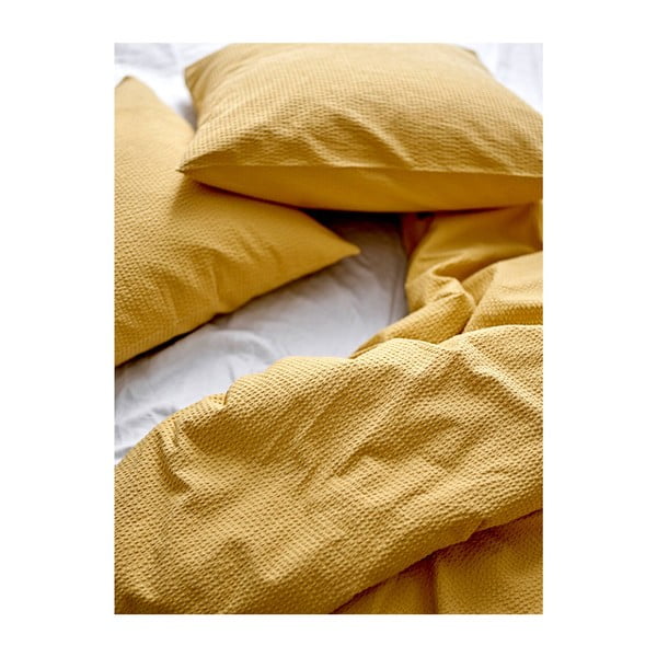 Rumena posteljnina iz organskega bombaža 200x140 cm Wave Straw - Södahl-image-1