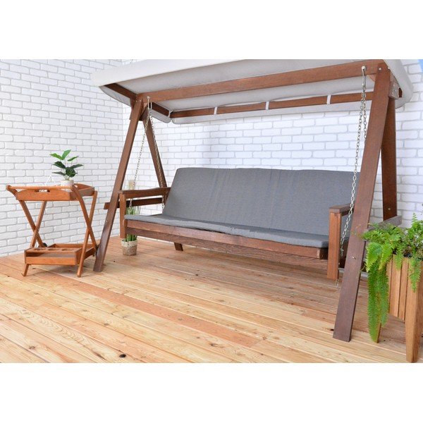 Siva/rjava vrtna gugalnica iz masivnega lesa Adelaida – Rojaplast-image-2