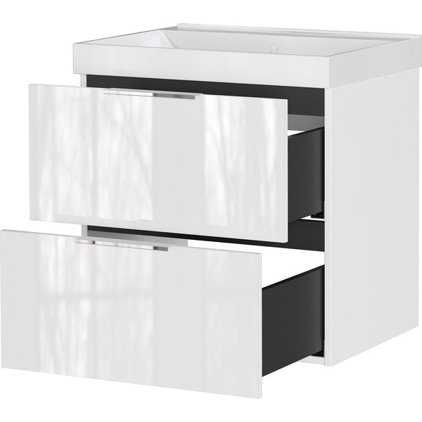 Bela stenska omarica za pod umivalnik v sijajnem dekorju 61x65 cm Celano – Germania-image-4